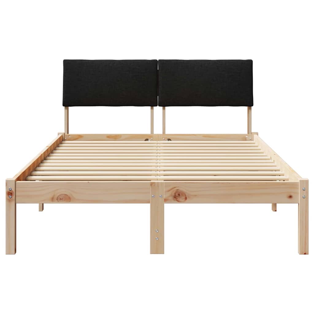 Bettgestell Braun und hellgrau 200 x 200 cm Massivholz Kiefer