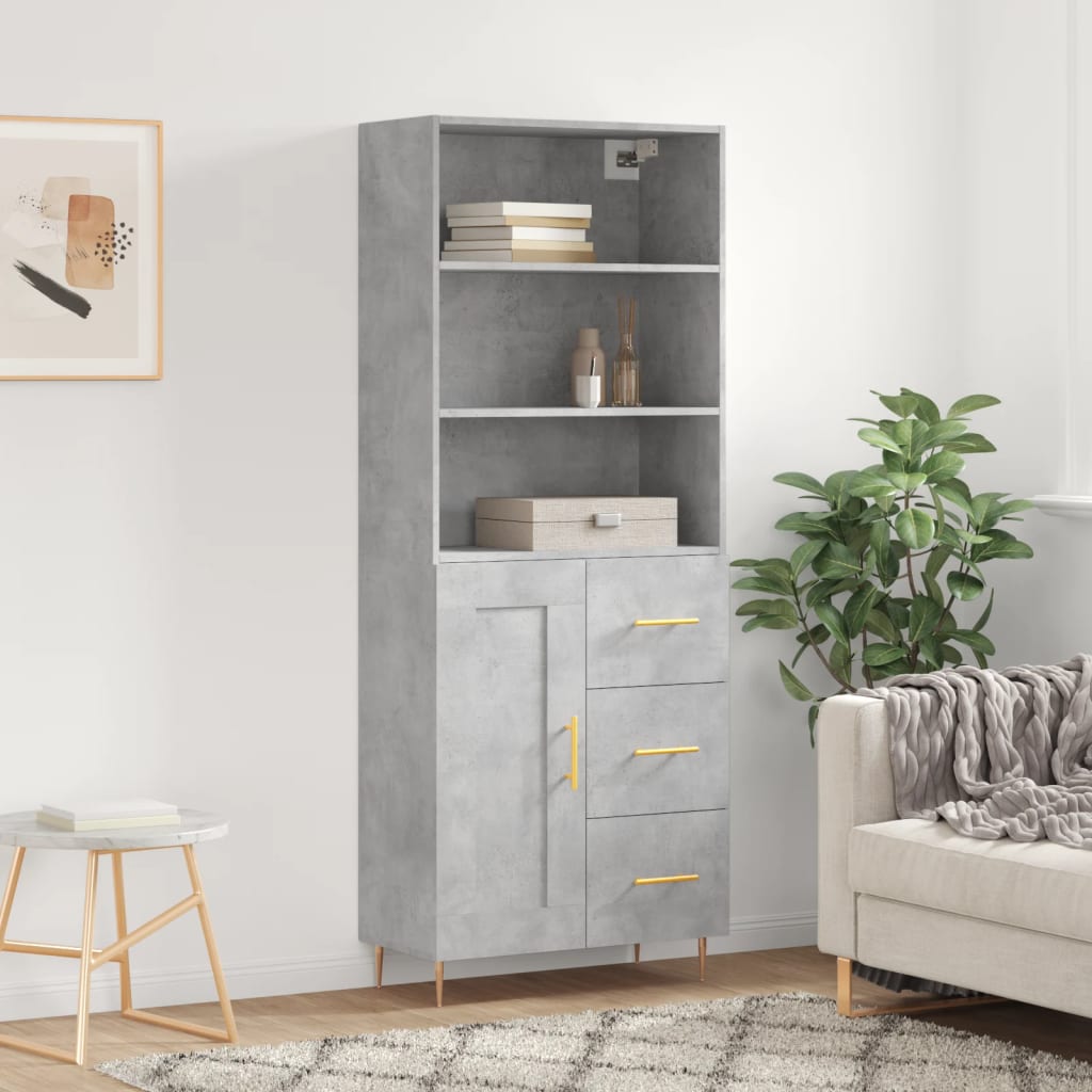 Highboard Hochglanz-Weiß 69,5x34x180 cm Holzwerkstoff