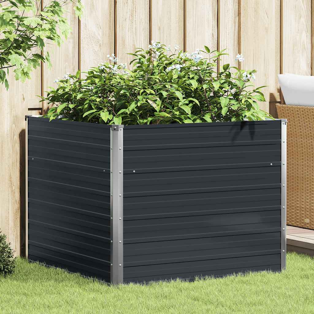 Hochbeet 100 x 100 x 77 cm Verzinkter Stahl Grau