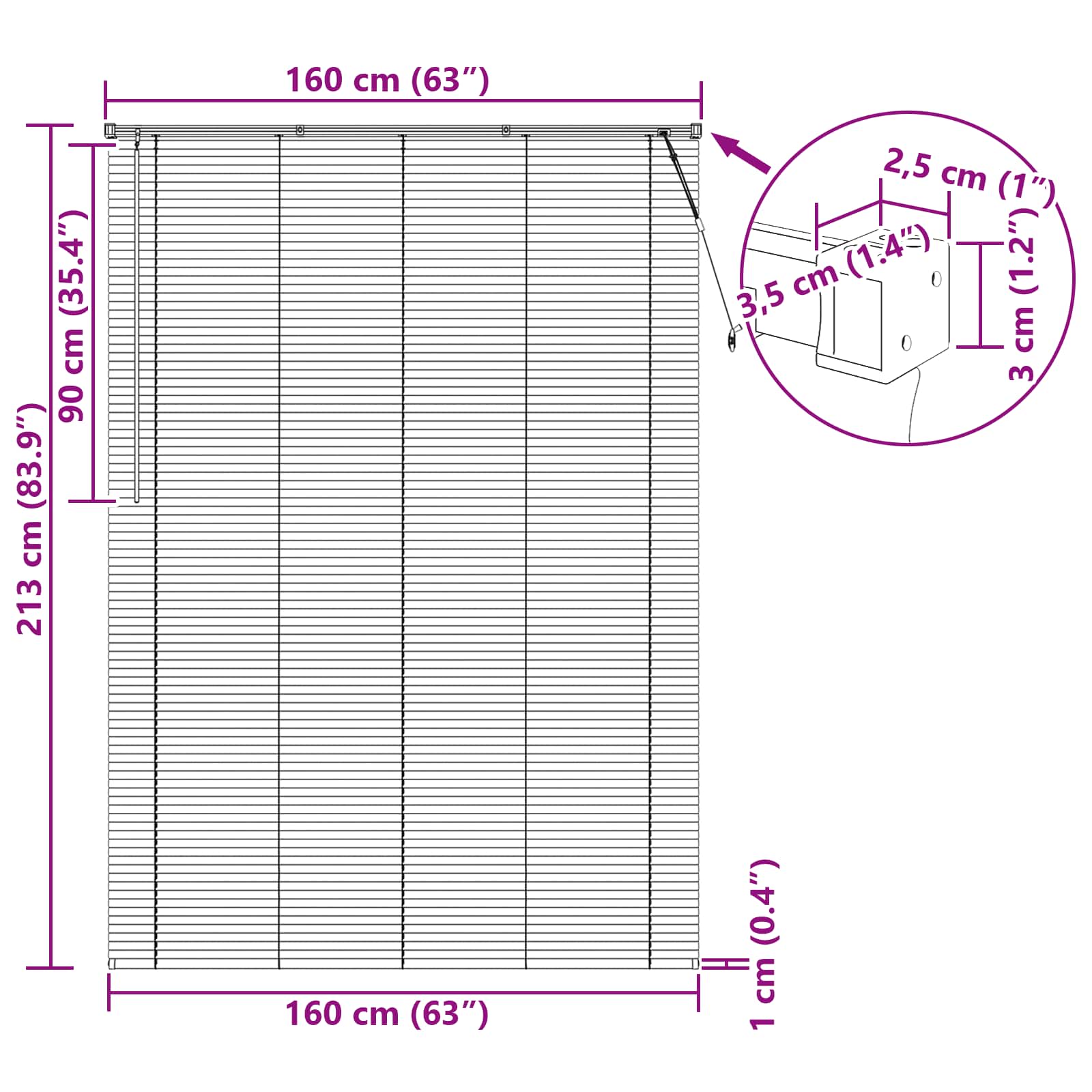 Jalousie Silber Grau 150 x 40 cm 25 mm PVC