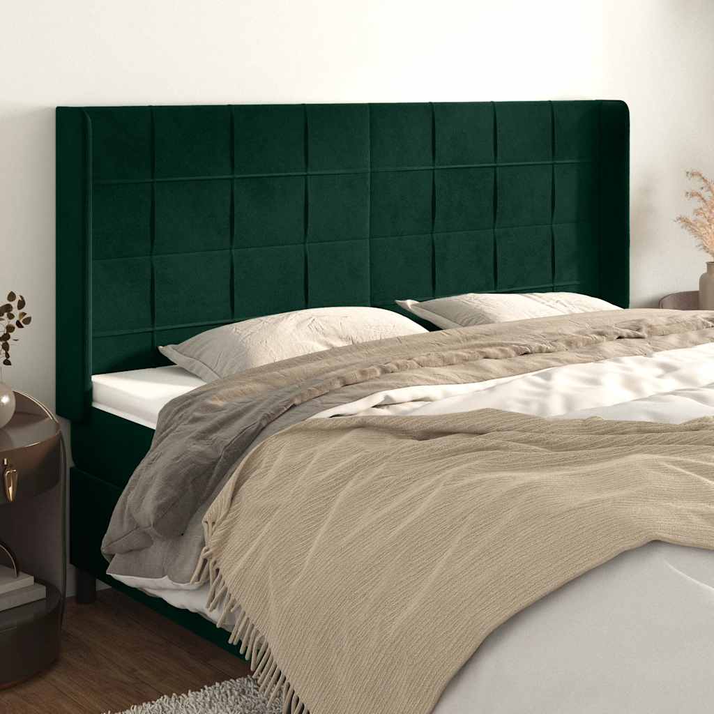 Kopfteil mit Ohren Dunkelblau 93x16x78/88 cm Samt