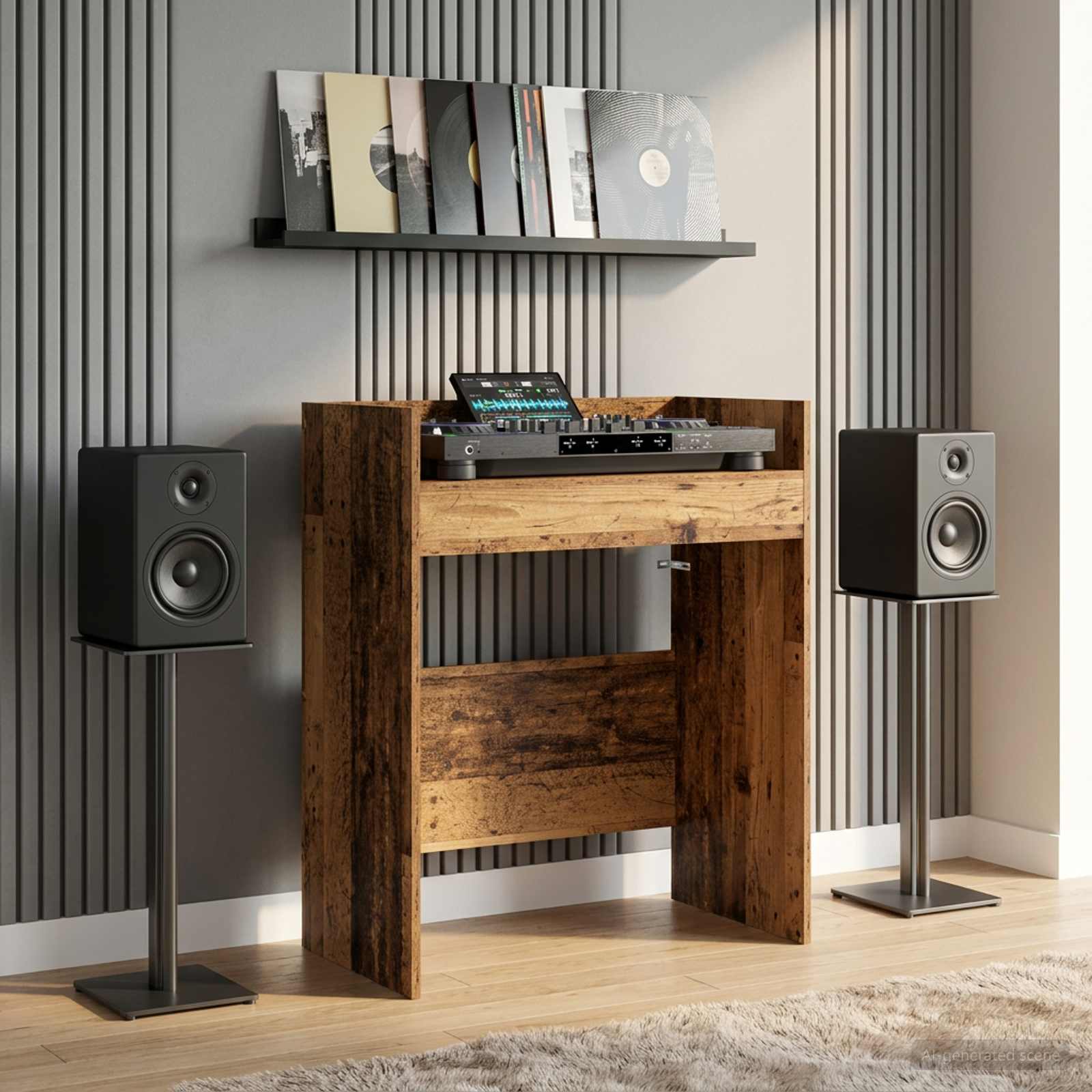 DJ Tisch Weiß 102 x 45 x 102 cm Holzwerkstoff