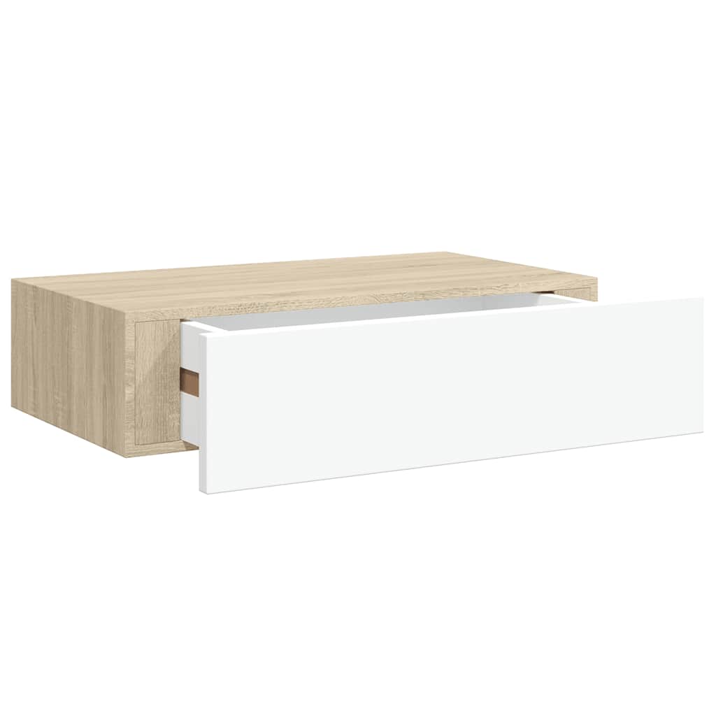 Wandregal mit Schublade Weiß 40x23,5x10 cm MDF