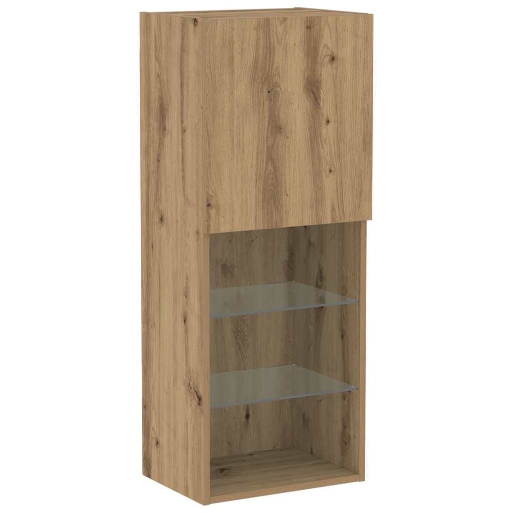 4-tlg. Wohnwand mit LED-Beleuchtung Weiß Holzwerkstoff