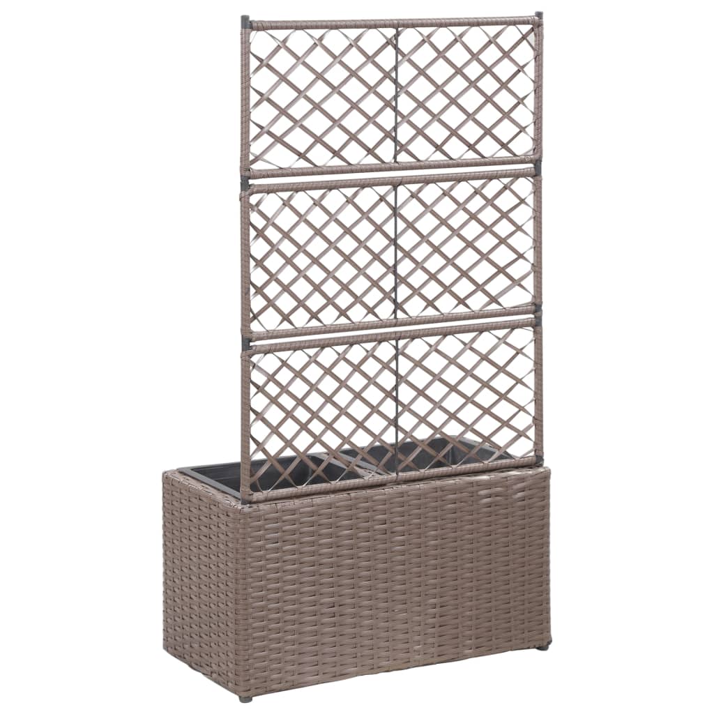 Hochbeet mit Rankgitter 1 Topf 30x30x107cm Poly Rattan Schwarz