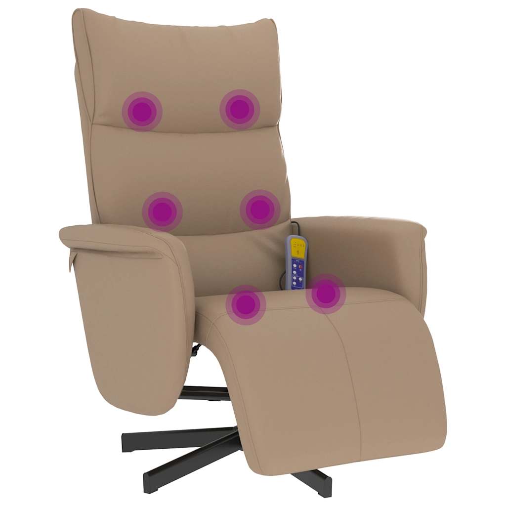 Massagesessel mit Fußteil Creme Kunstleder