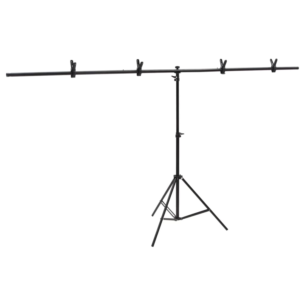 Hintergrundständer T-Form Schwarz 151x60x(70-200) cm