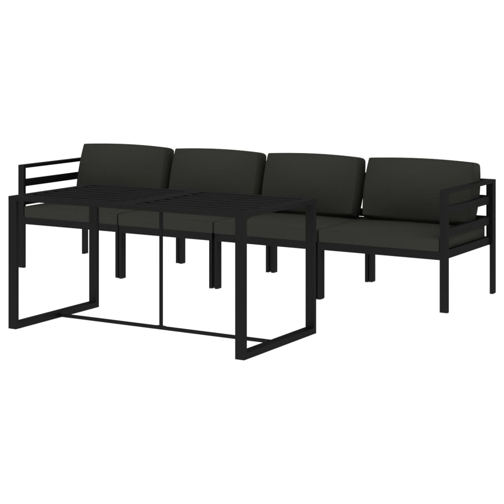 10-tlg. Garten-Lounge-Set mit Kissen Aluminium Anthrazit