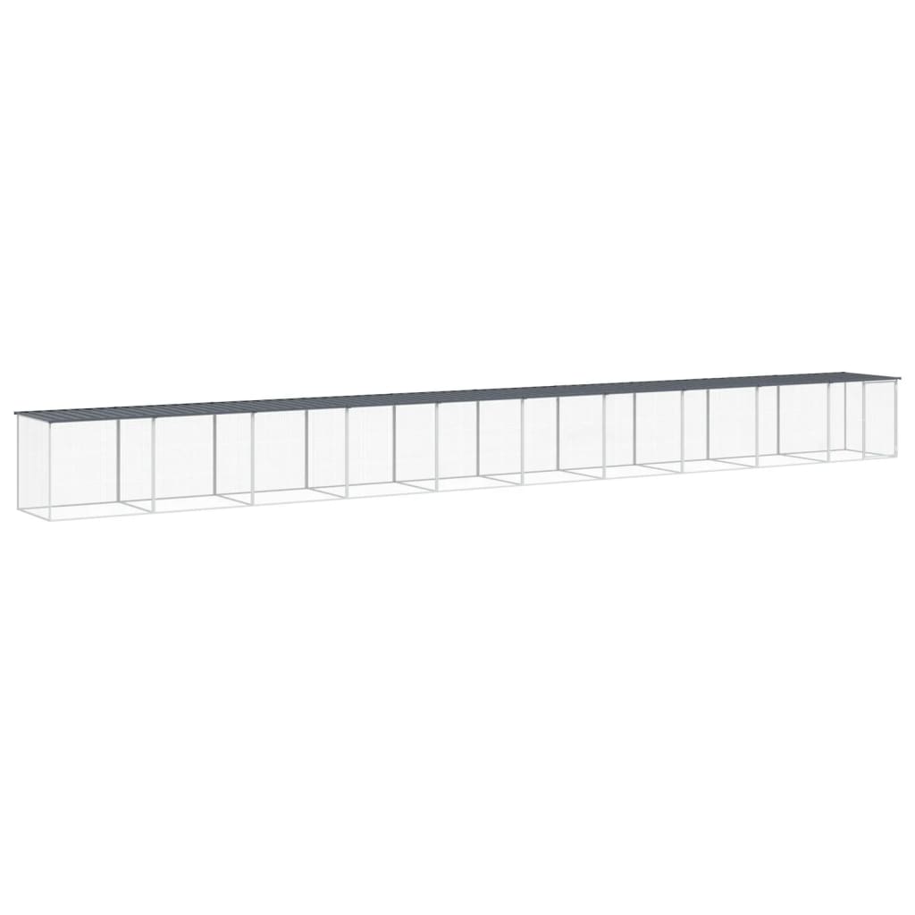 Hühnerkäfig mit Dach Anthrazit 203x98x90 cm Verzinkter Stahl