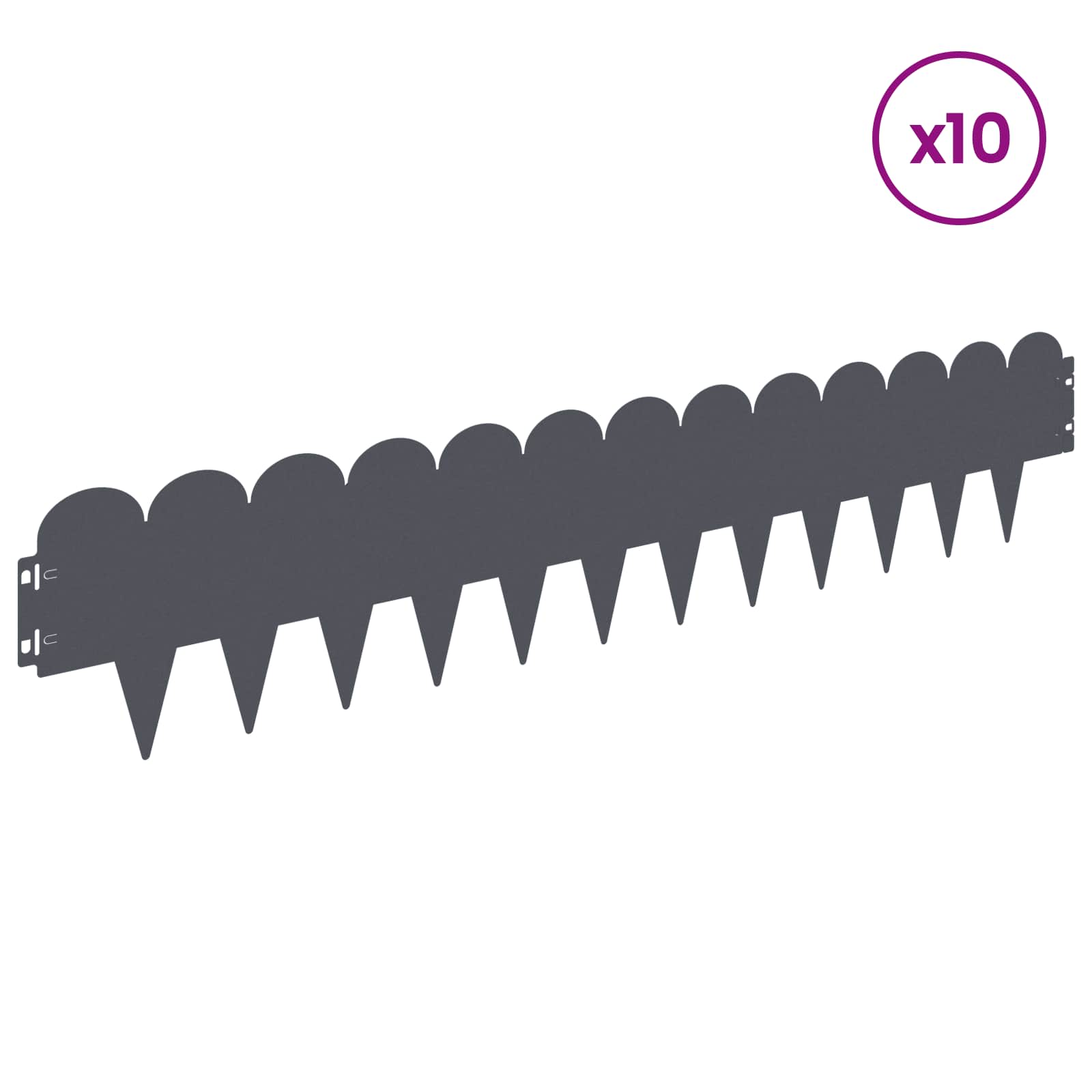 Raseneinfassung 10 pcs 103 x 15 cm Stahl Schwarz