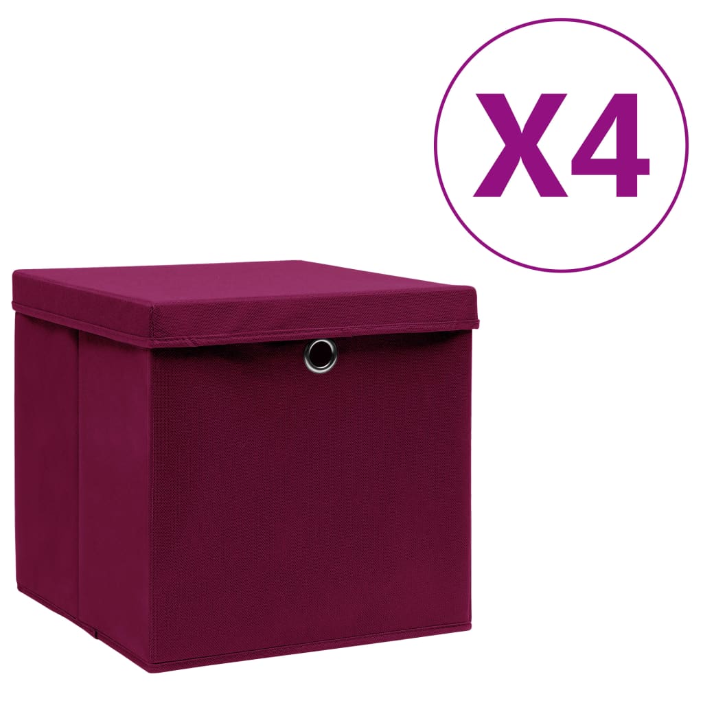 Aufbewahrungsboxen mit Deckeln 10 Stk. 28x28x28 cm Schwarz
