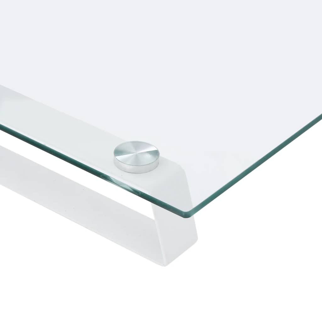 Monitorständer Weiß 60x20x8 cm Hartglas und Metall