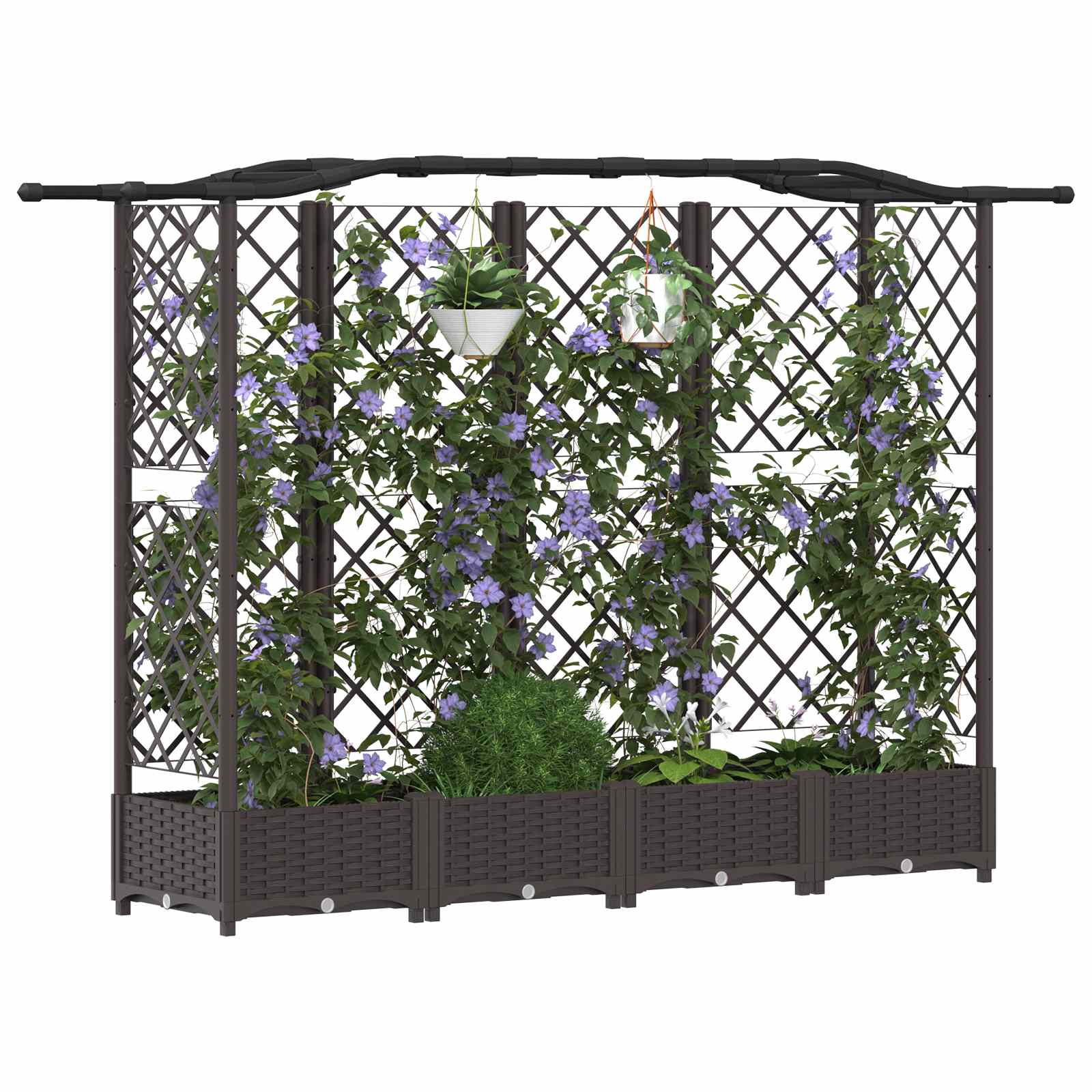 Hochbeet mit Rankgitter und Dach Braun 124 x 40 x 123 cm PP