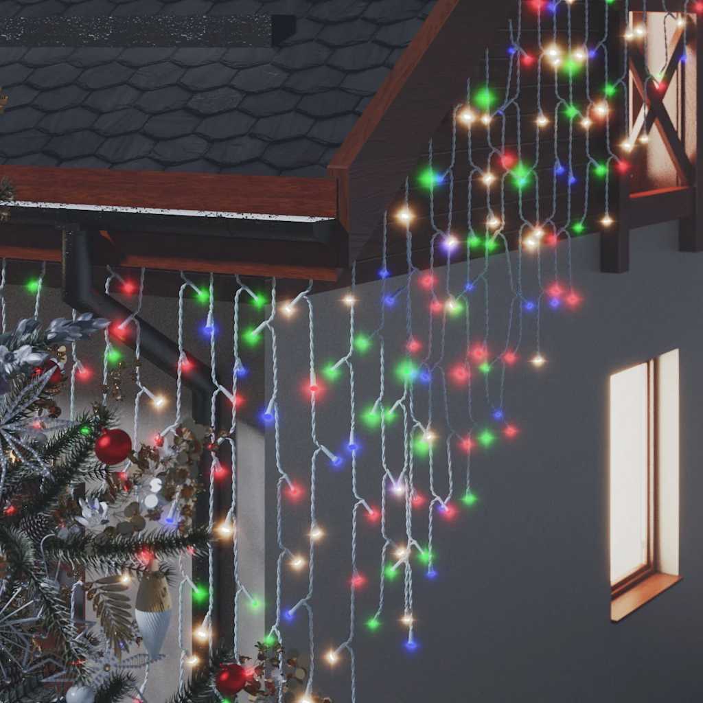 Lichtervorhang LED Eiszapfen 10 m 400 LED Warmweiß 8 Funktionen