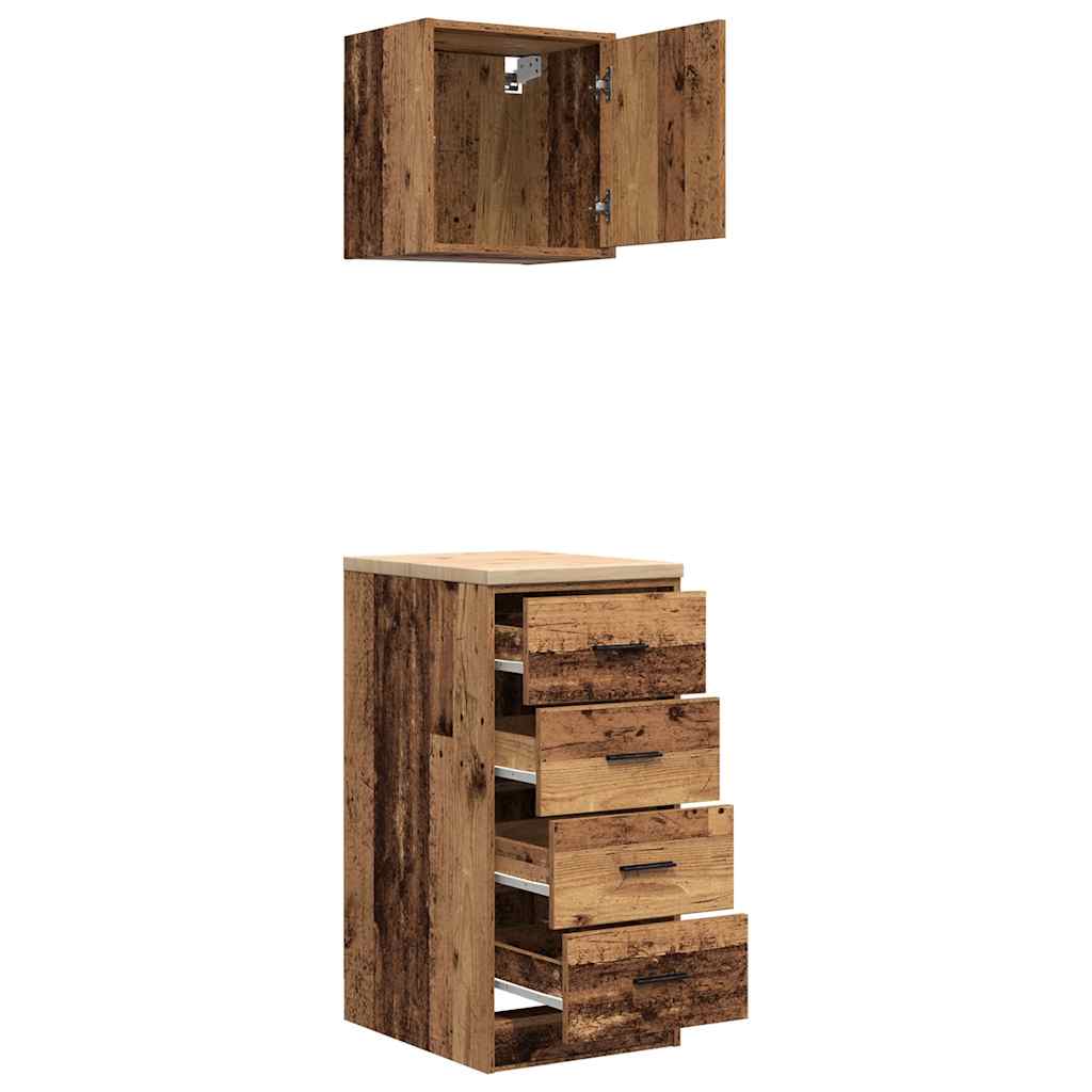 Garagenschränke 2 Stk. Schwarz Holzwerkstoff