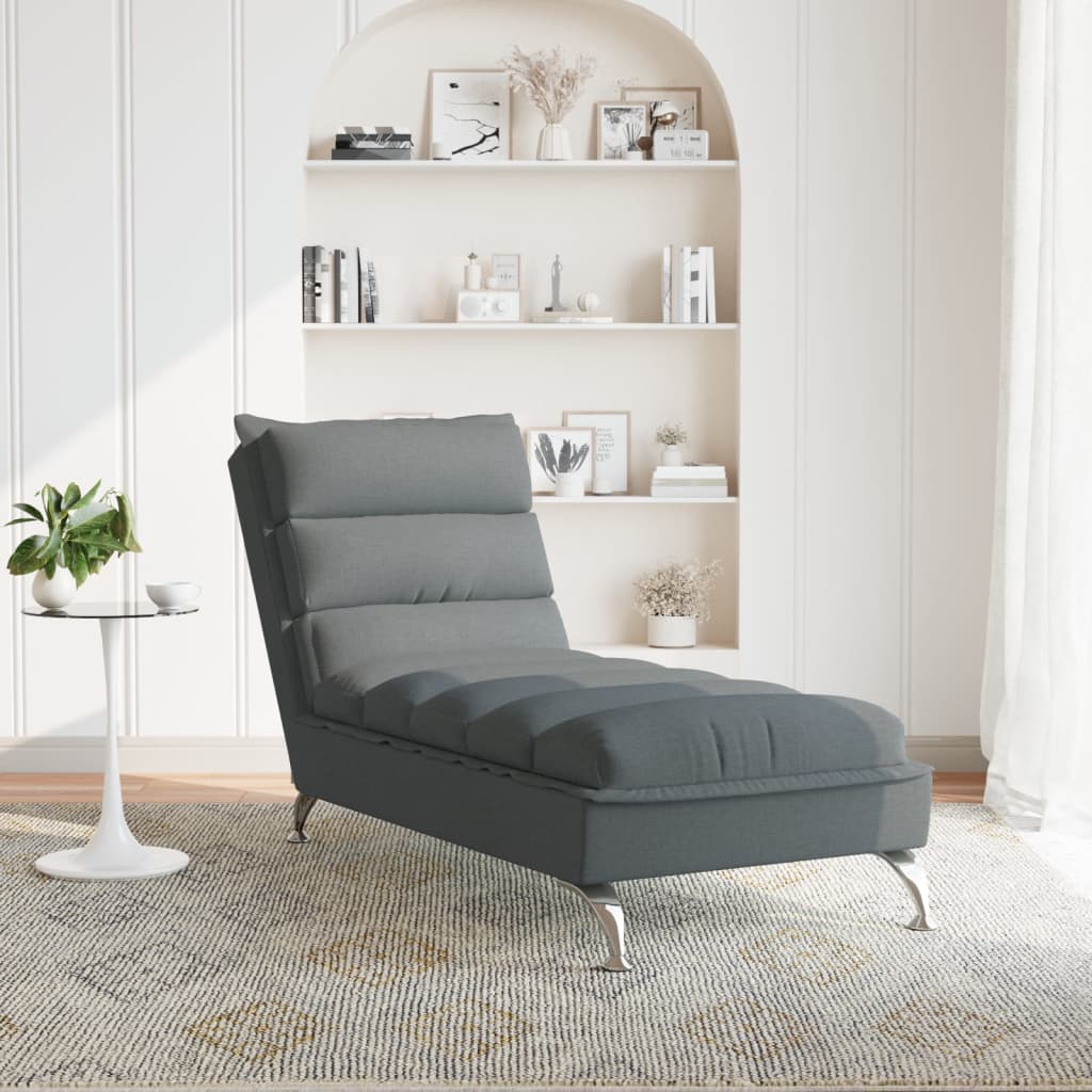 Chaiselongue mit Kissen Hellgrau Stoff