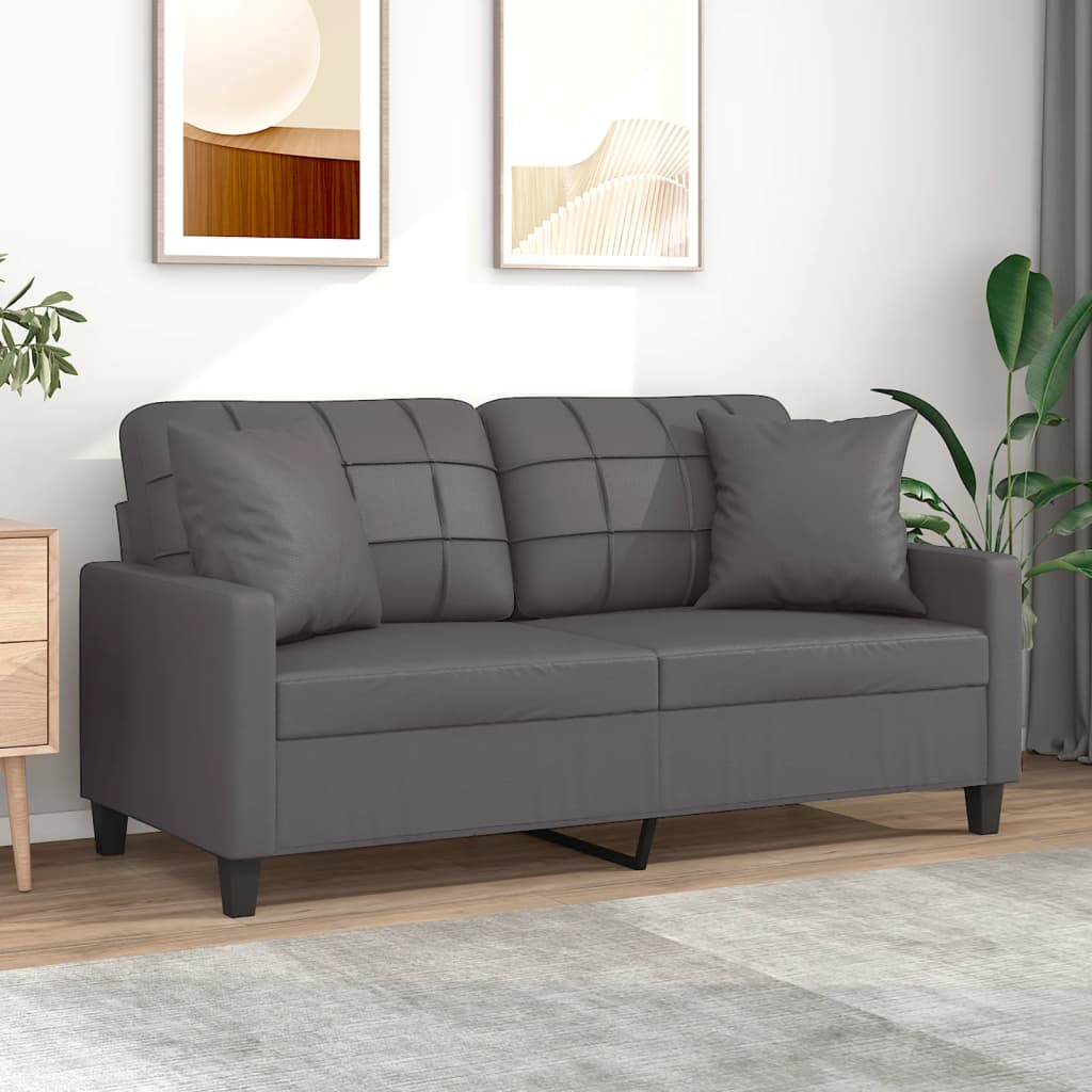 3-Sitzer-Sofa mit Zierkissen Schwarz 180 cm Kunstleder