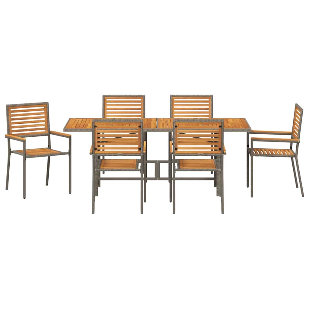 Garten Essgruppe 7 pcs Schwarz und Braun Poly-Rattan