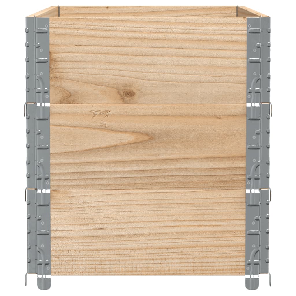 Paletten-Aufsatzrahmen Schwarz 80x60 cm Massivholz Kiefer