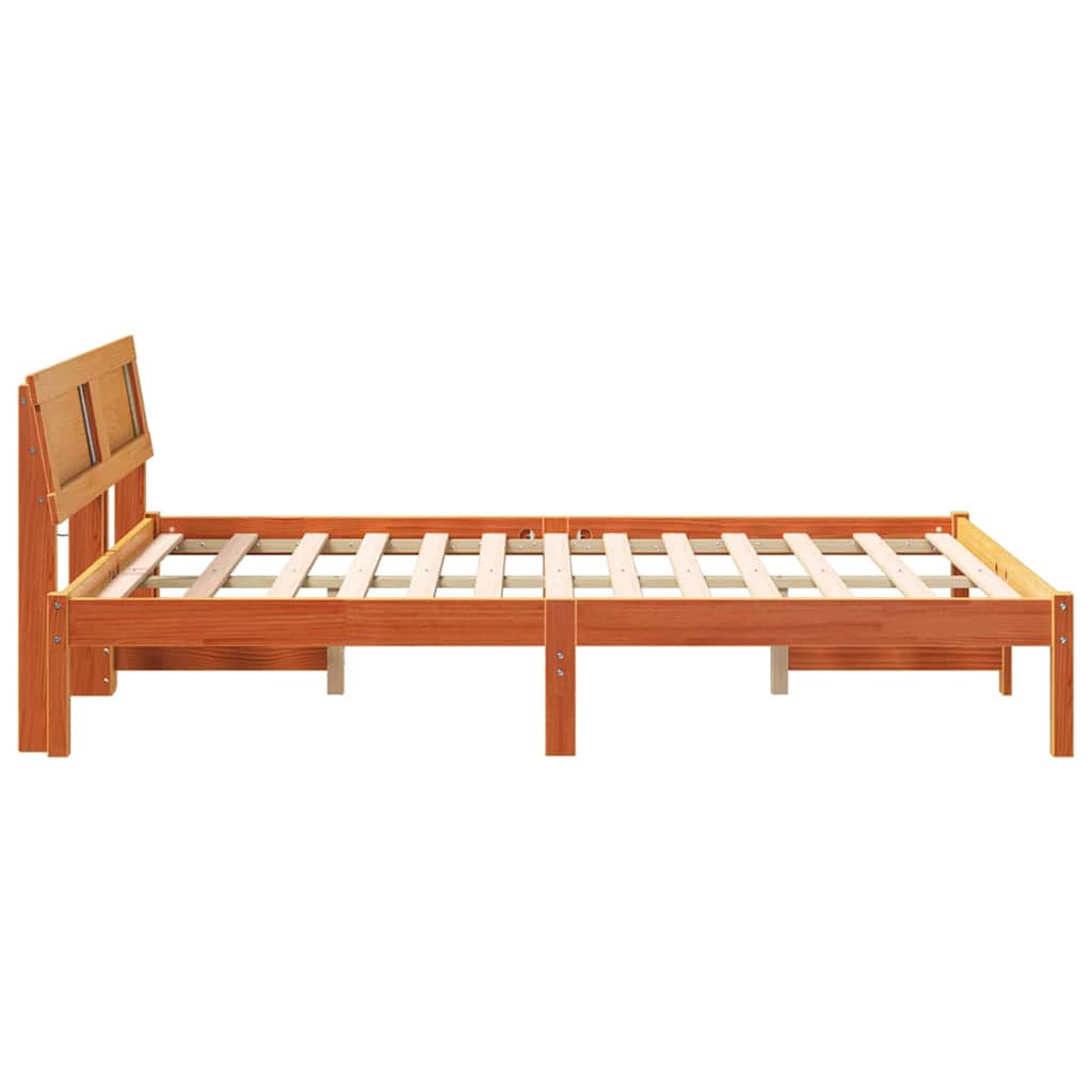 Bettgestell mit Kopfteil Braun 200 x 200 cm Massivholz Kiefer