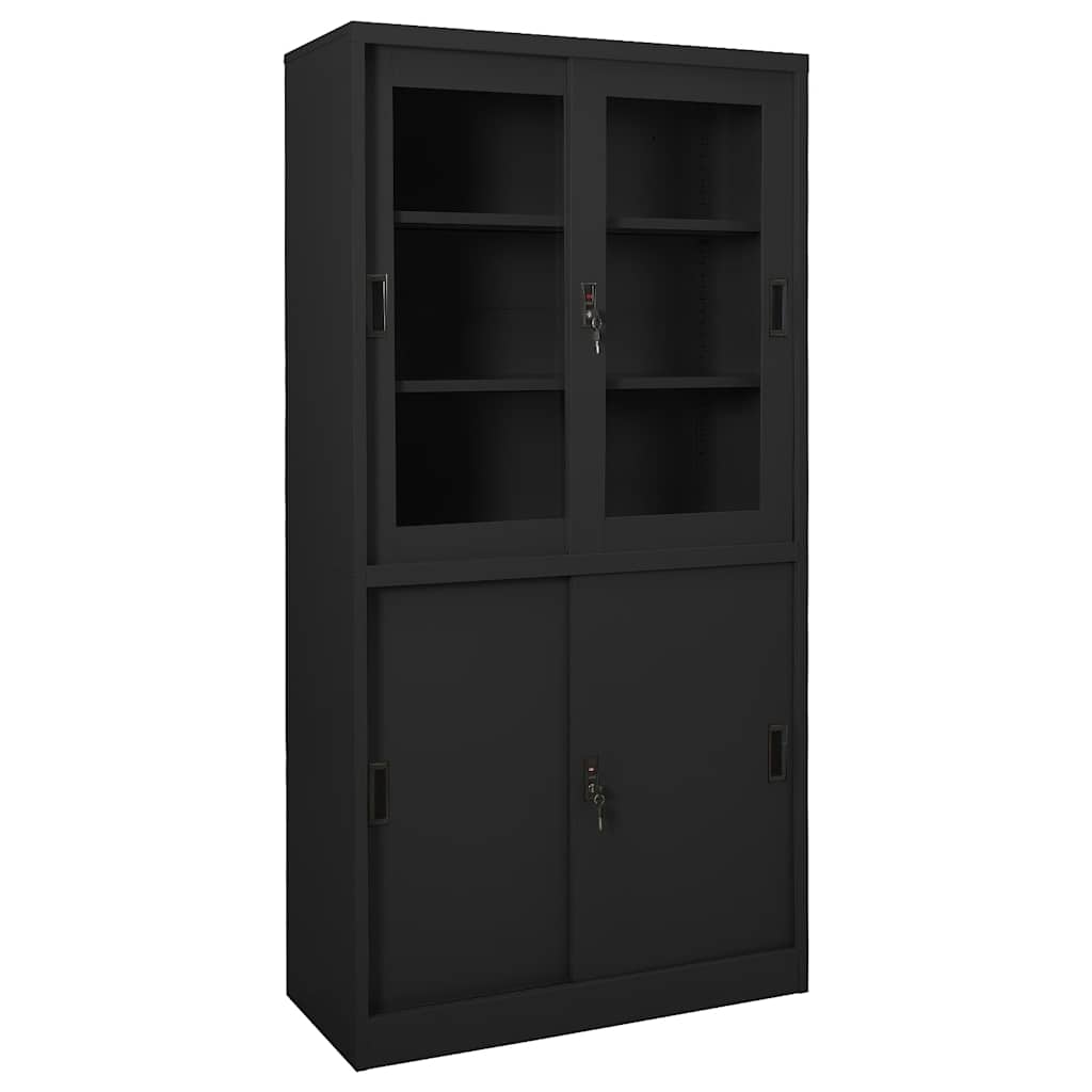 Büroschrank mit Schiebetüren Weiß 90x40x180 cm Stahl