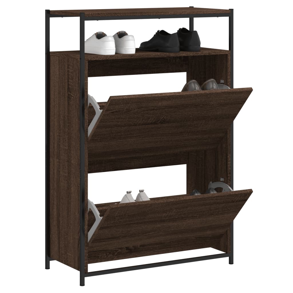 Schuhschrank mit 4 Klappen Sonoma-Eiche 100x34x112 cm