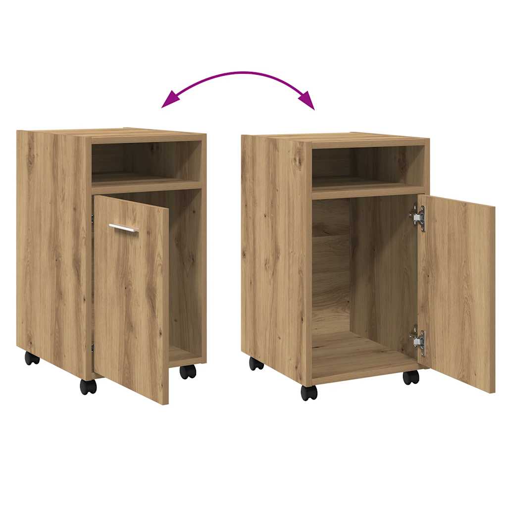 Beistellschrank mit Rollen Weiß 33x38x60 cm Holzwerkstoff