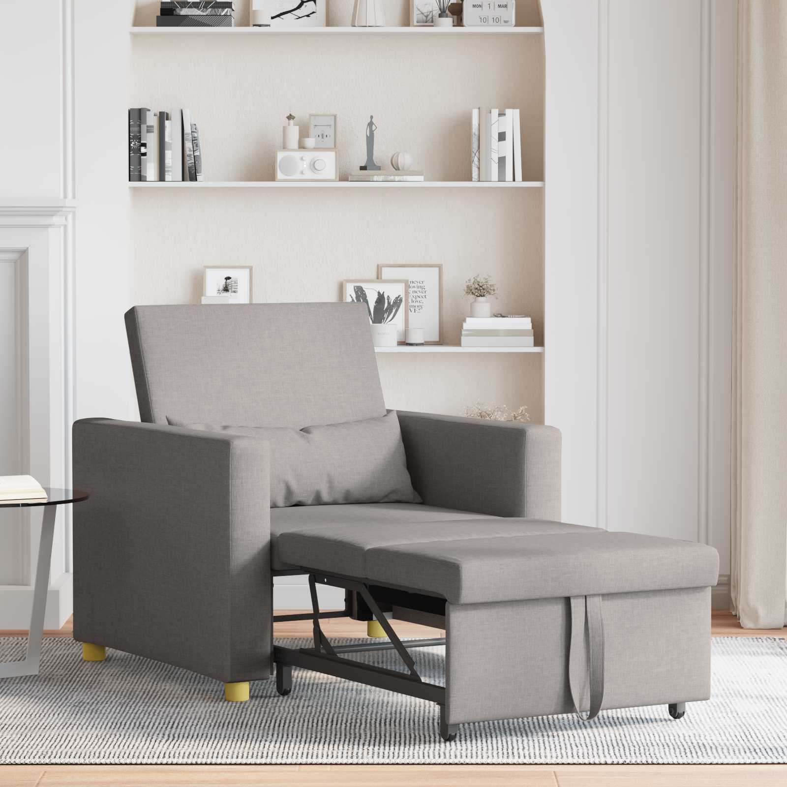 Ausziehbare Schlafcouch Einzel Hellgrau 90 x 165 x 87 cm Stoff