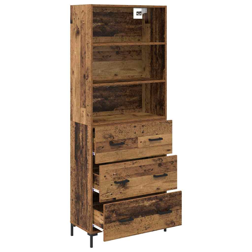 Highboard Hochglanz-Weiß 69,5x34x180 cm Holzwerkstoff