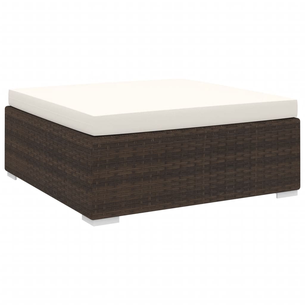 Modular-Fußhocker mit Kissen Poly Rattan Braun