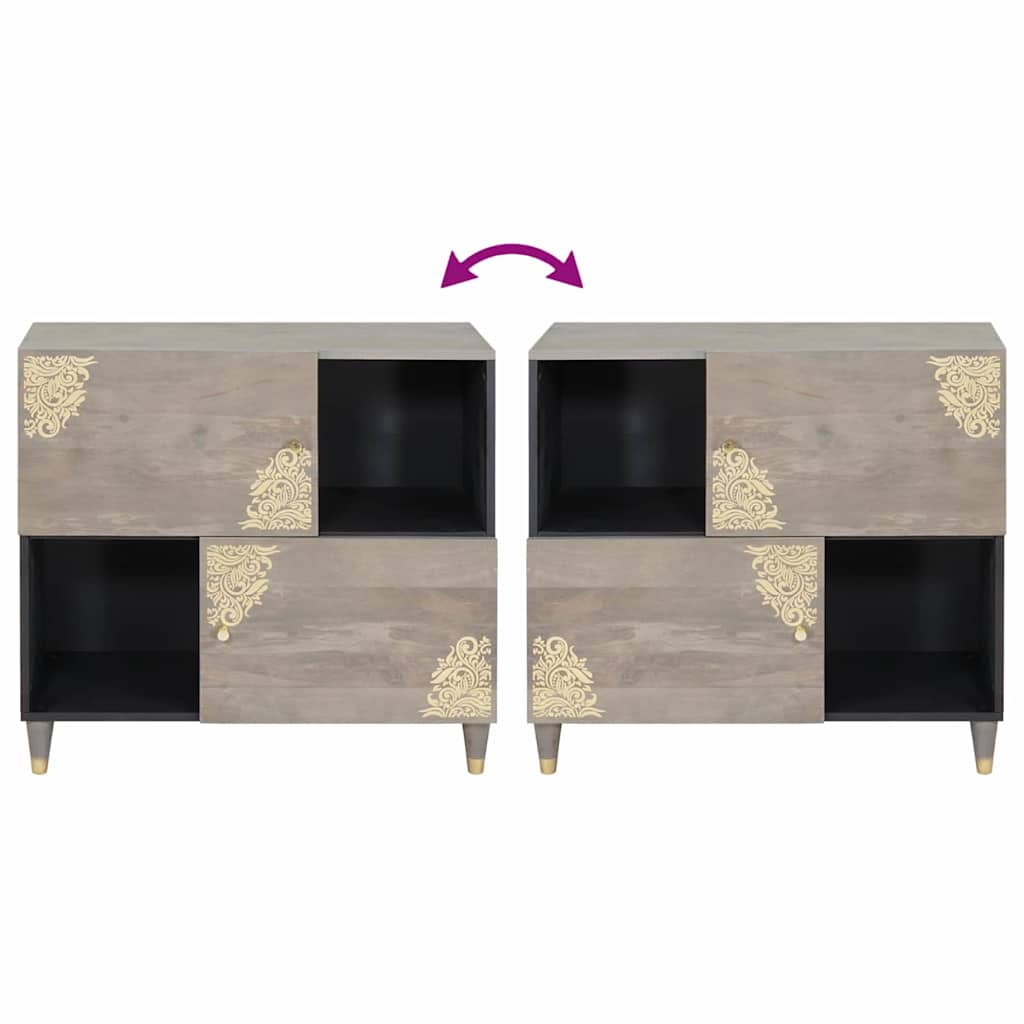 Sideboard mit Regal Braun 80 x 33 x 75 cm Massivholz Mango