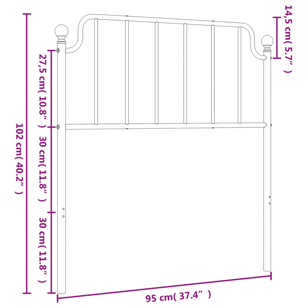 Ersatz-Kopfteil Metall Schwarz 135 cm
