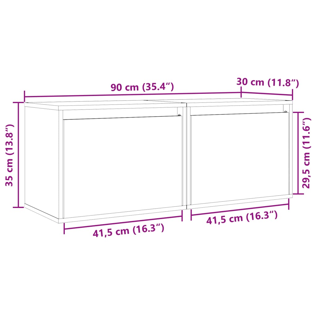 Wandschrank 45x30x35 cm Massivholz Kiefer