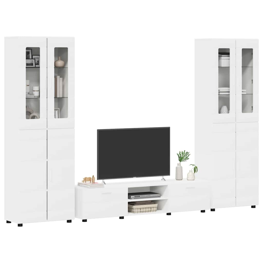 Highboard mit Regal FLORIN Weiß 60 x 35 x 182 cm Holzwerkstoff