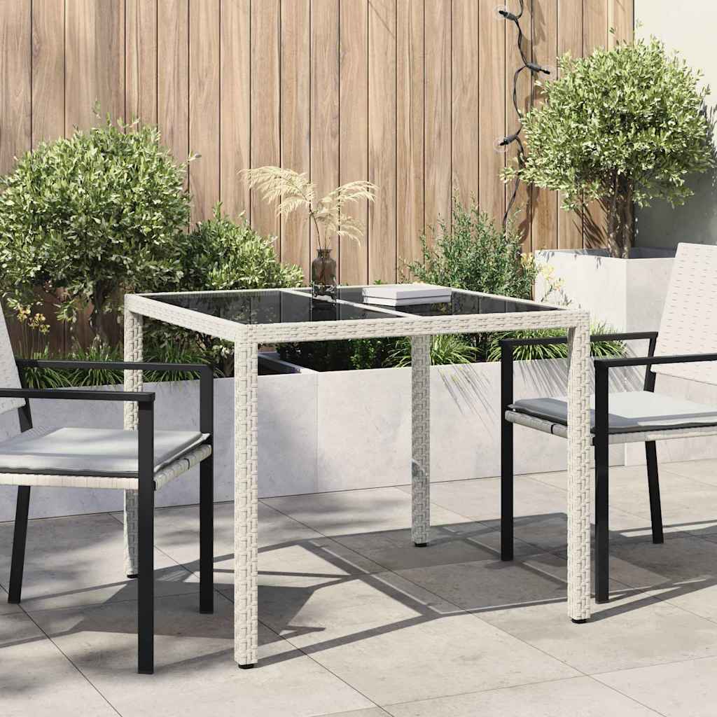 Gartentisch 150x90x75 cm Hartglas und Poly Rattan Grau