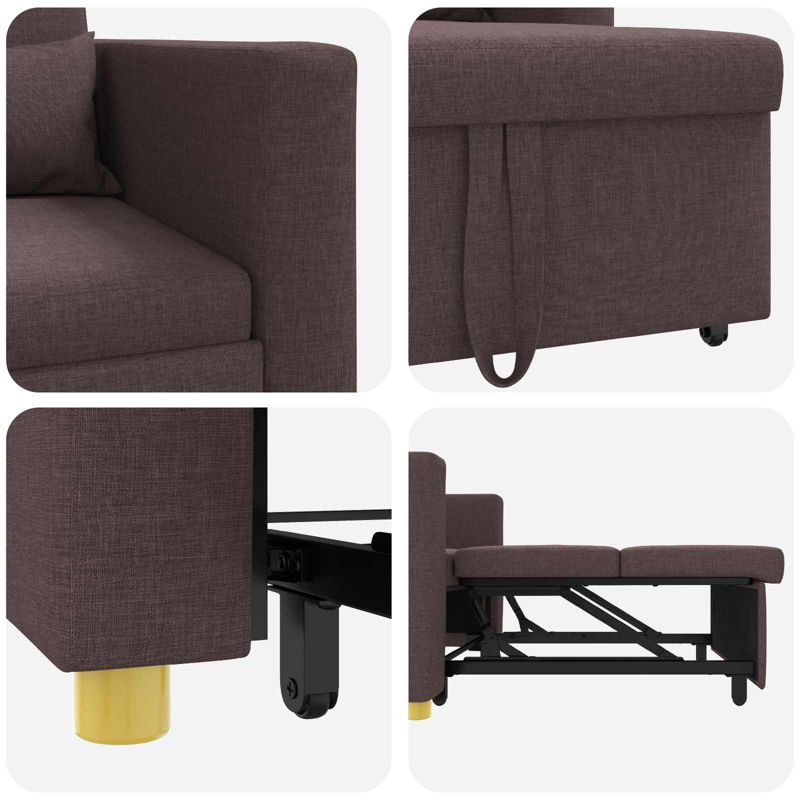 Ausziehbare Schlafcouch Einzel Hellgrau 90 x 165 x 87 cm Stoff