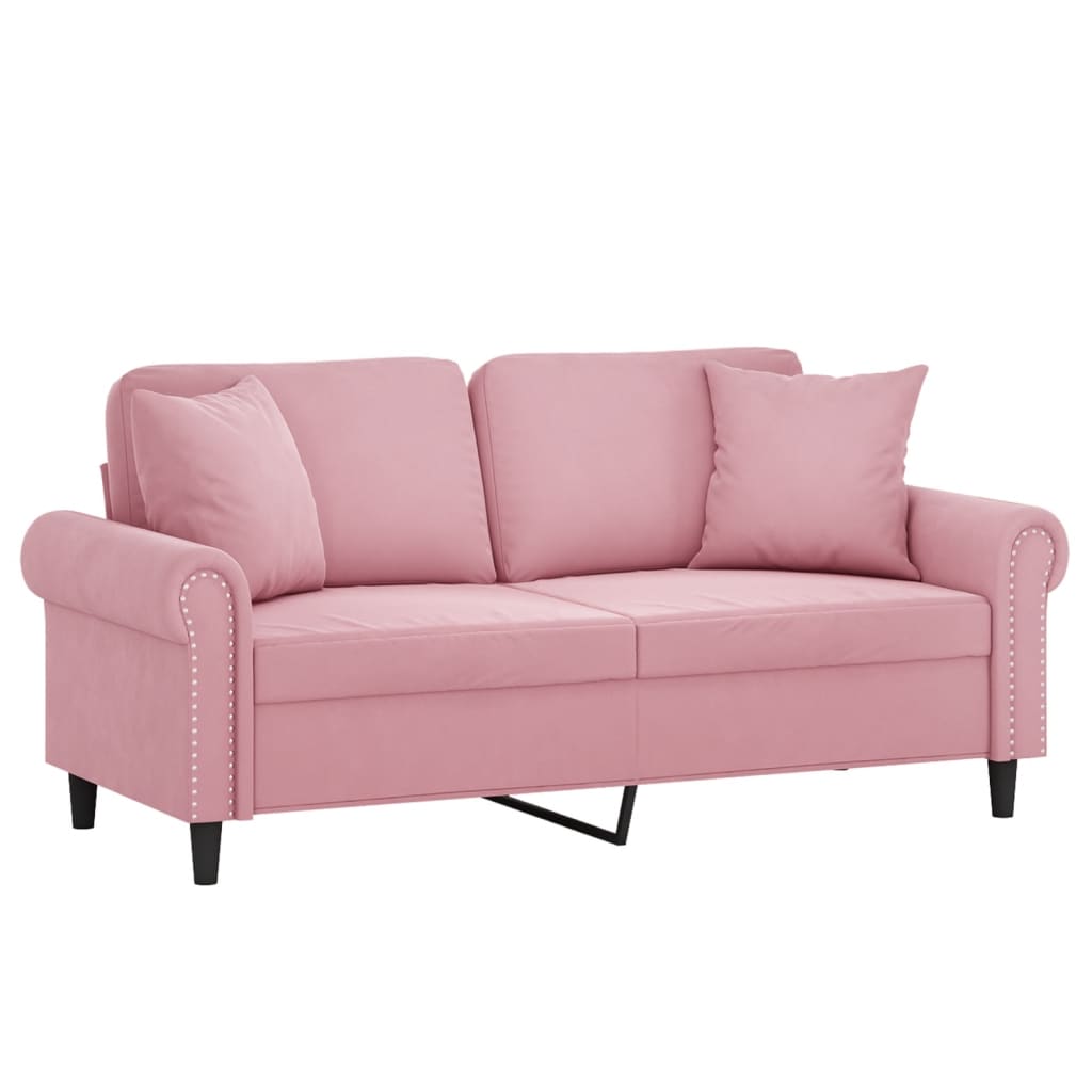 2-Sitzer-Sofa mit Zierkissen Dunkelgrün 120 cm Samt