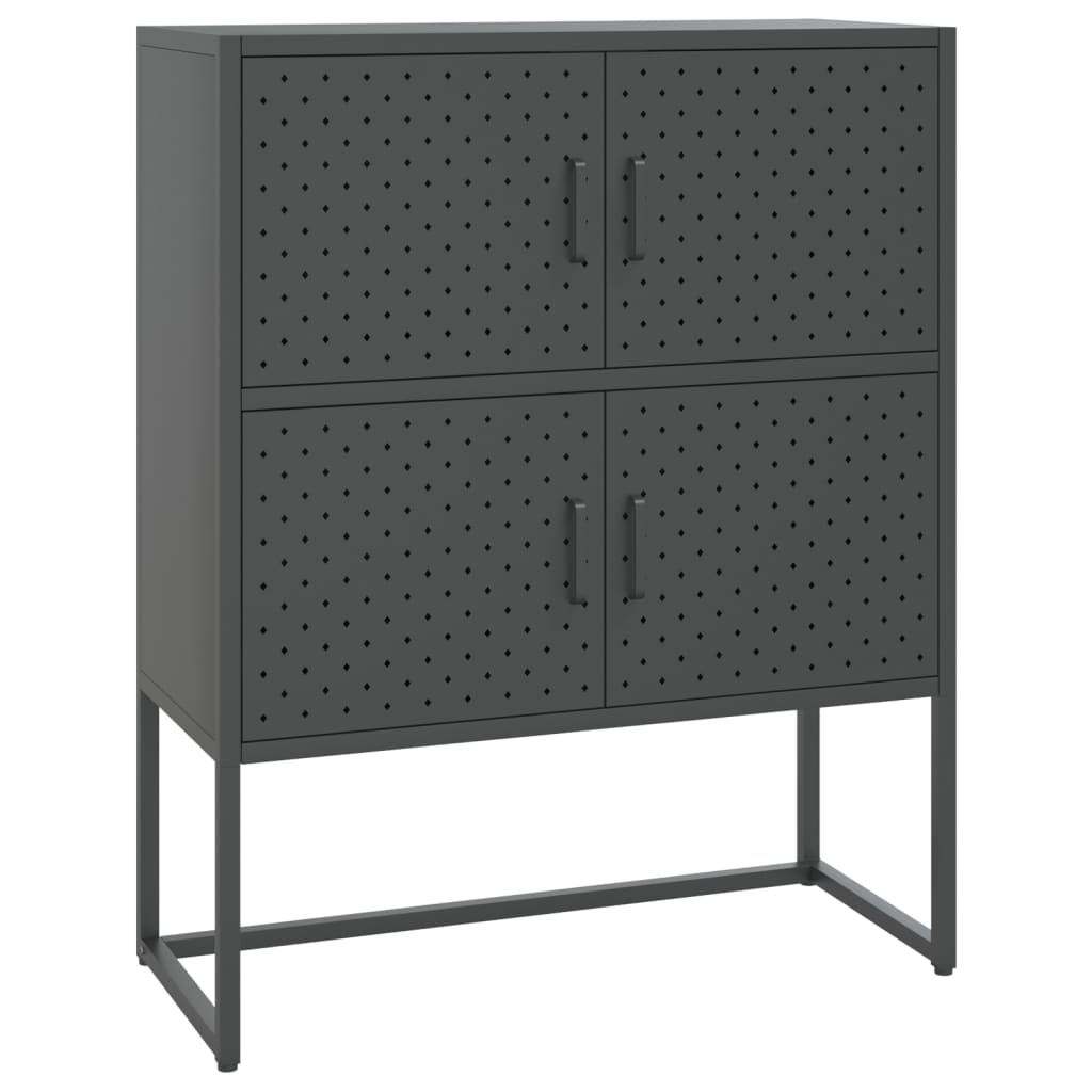 Highboard Schwarz 80x35x135 cm Stahl