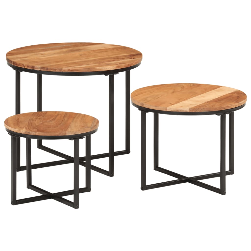 Couchtisch 45x45x35 cm Massivholz Akazie und Eisen