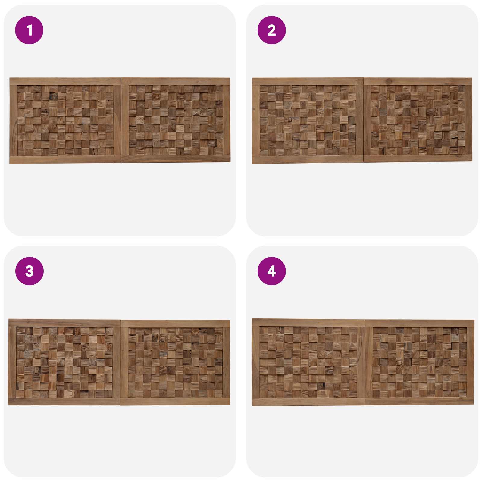 Bettkopfteil Natur Massivholz Teak