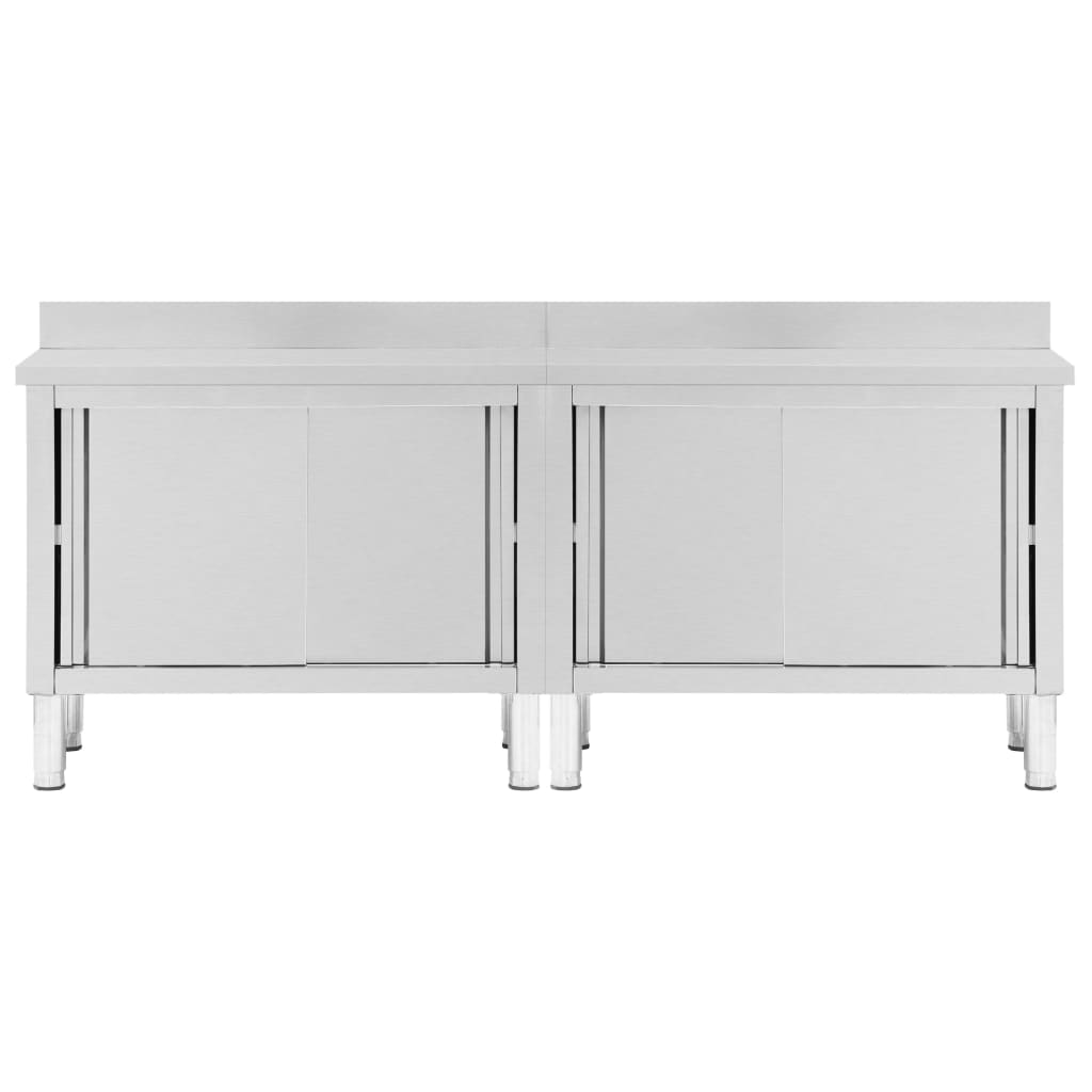 Arbeitsschränke mit Schiebetüren 2 Stk. 200x50x(95-97) cm Edelstahl