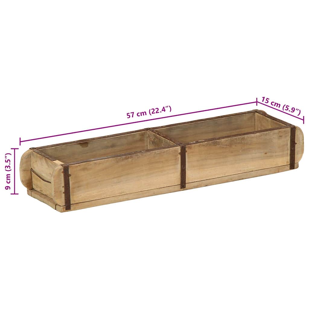 Tablett Braun 30 x 15 x 9 cm Massives upgecyceltes Holz