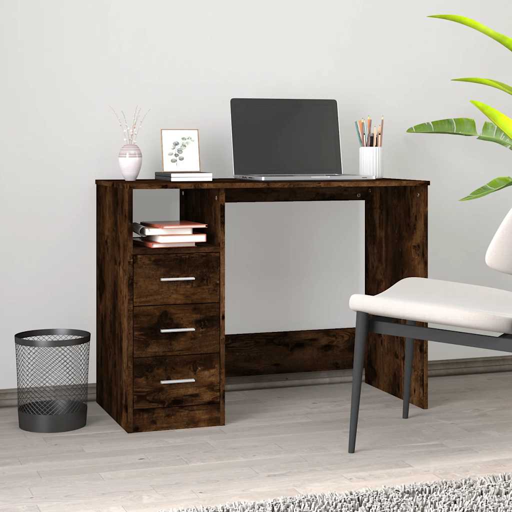 Schreibtisch mit Schubladen Weiß 102x50x76 cm Holzwerkstoff