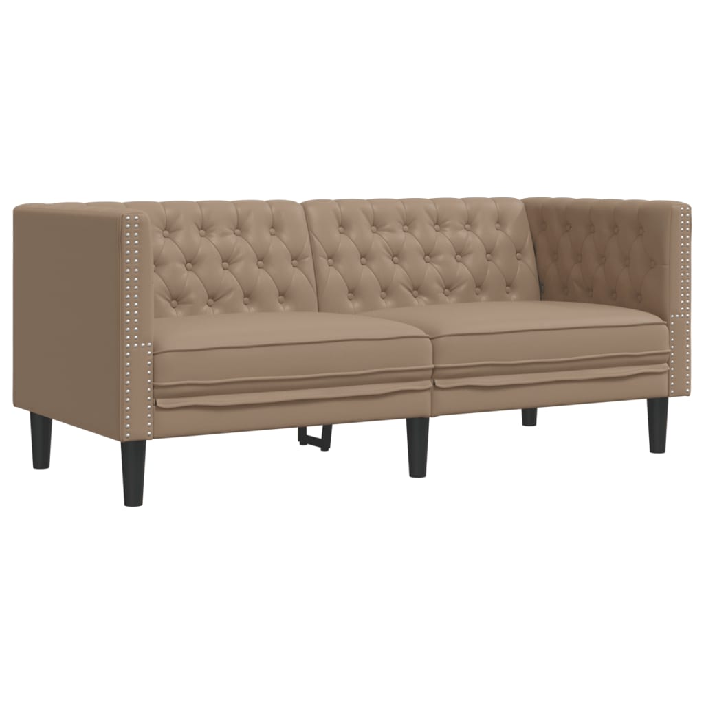 3-tlg. Chesterfield-Sofa-Set Schwarz Kunstleder