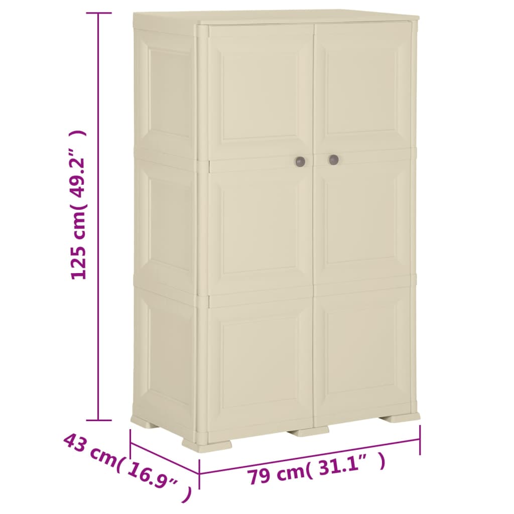 Kunststoffschrank 79x43x125 cm Holzdesign Vanilleeis