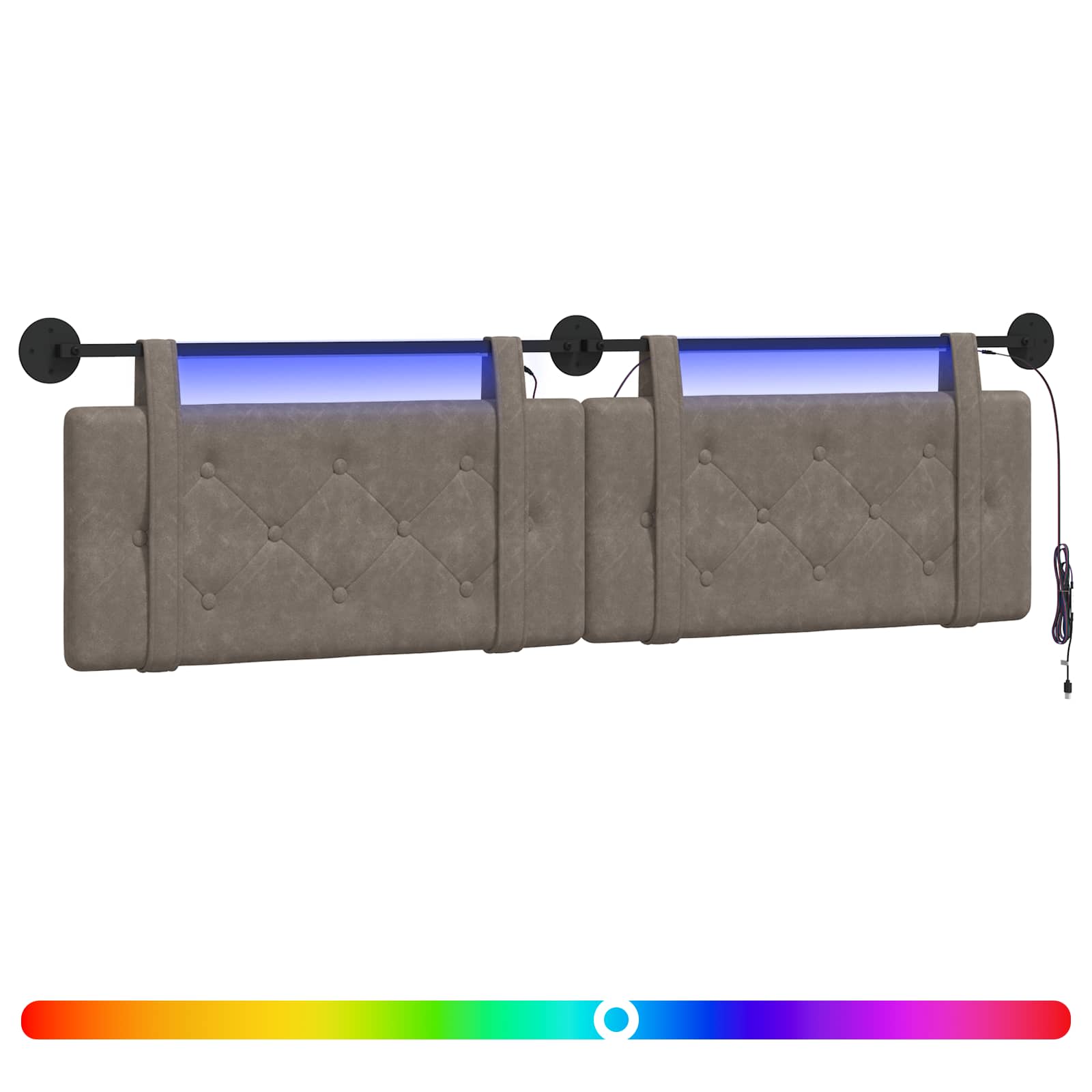 Hängendes Kopfteil Mit LED Licht Schwarz Antikes PU