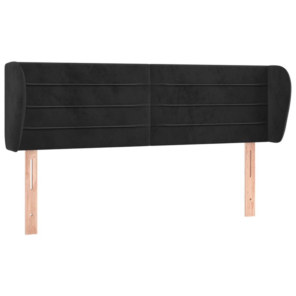 Kopfteil mit Ohren Dunkelblau 203x23x118/128 cm Samt