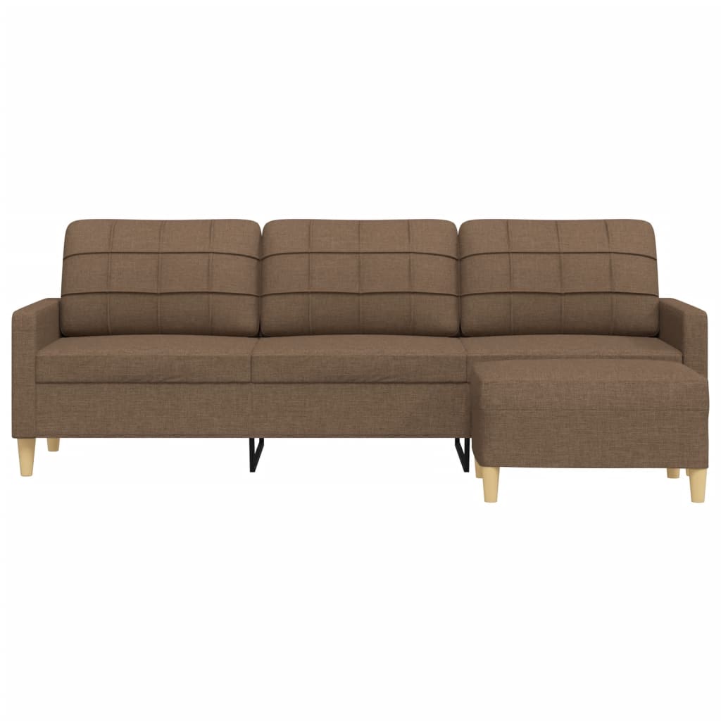 3-Sitzer-Sofa mit Hocker Taupe 180 cm Stoff