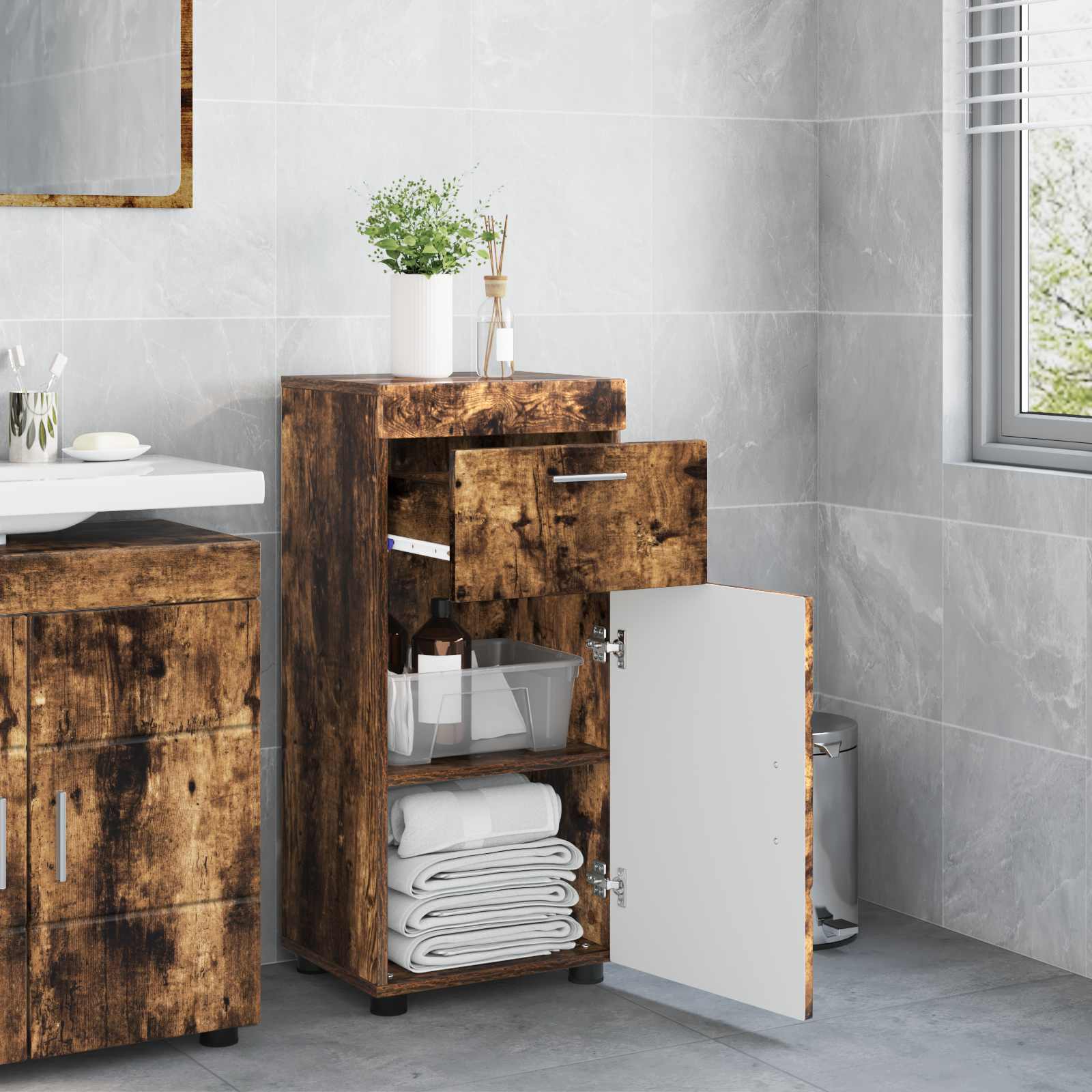 Badezimmermöbel-Set TULUM 2 pcs Weiß 60 x 34 x 63 cm