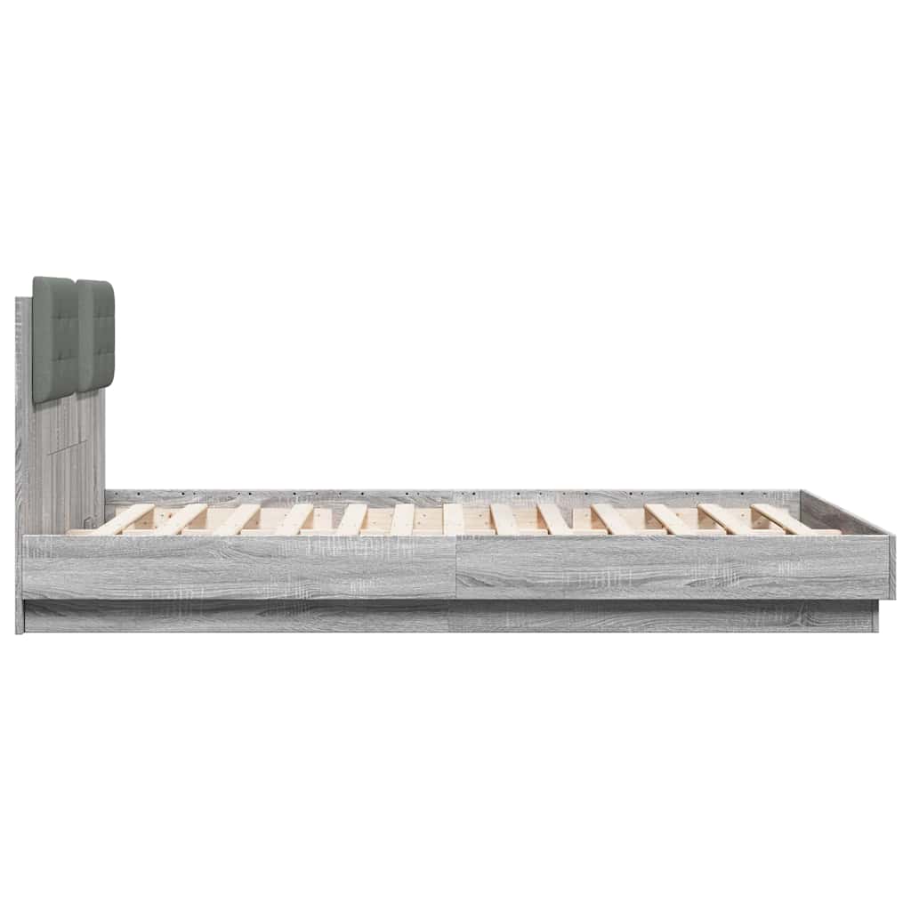 Bettgestell mit Kopfteil Grau Sonoma 180x200 cm Holzwerkstoff